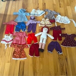 Vintage Raggedy Ann Doll with Blue Eyes and Accessories